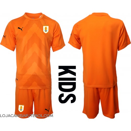 Camisa de Futebol Uruguai Goleiro Equipamento Secundário Infantil Mundo 2022 Manga Curta (+ Calças curtas)